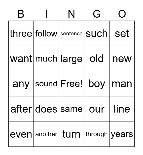 Lincoln's Bingo Card