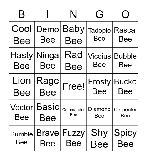 Bee Swarm Sim Bingo Card