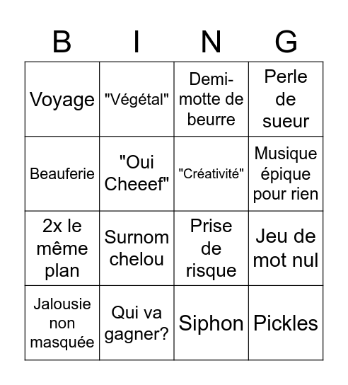 Bingo Top Chef 2021 : la finale Bingo Card