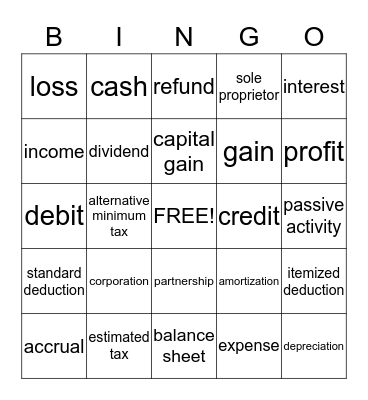 Accountant Bingo Card