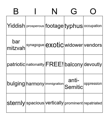 Surviving Hitler 1 Bingo Card