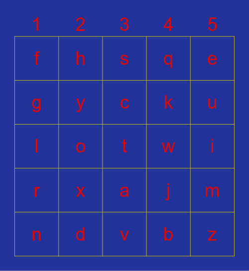 alphabet Bingo Card