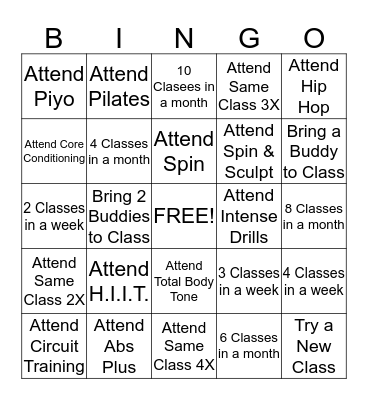 Knolls Group Exercise BINGO Card