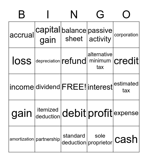 Accountant Bingo Card