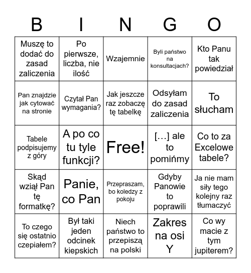 Projekt Bingo Card
