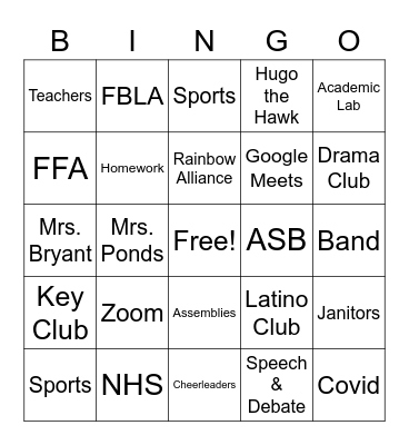 Hawks Bingo 2021 Bingo Card