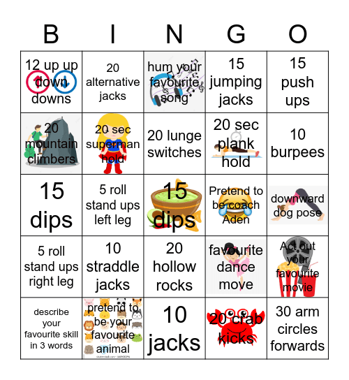 Conditioning BINGO Card