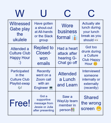 WayUp Bingo (2020-2021) Bingo Card