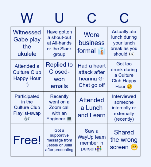 WayUp Bingo (2020-2021) Bingo Card