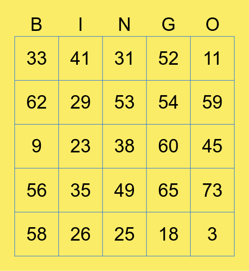 Bingo FAC Bingo Card