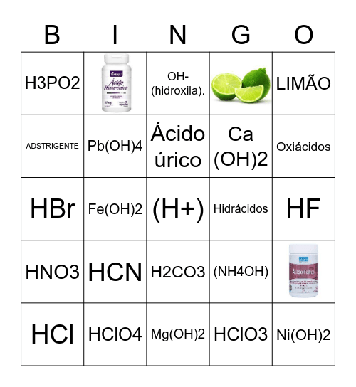 ÁCIDOS E BASES Bingo Card