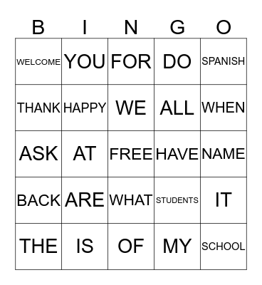 WACKY WORD BINGO Card