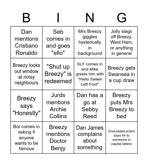 Breezy Bingo Card