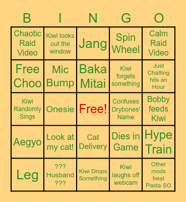 Kiwi Bingo Card