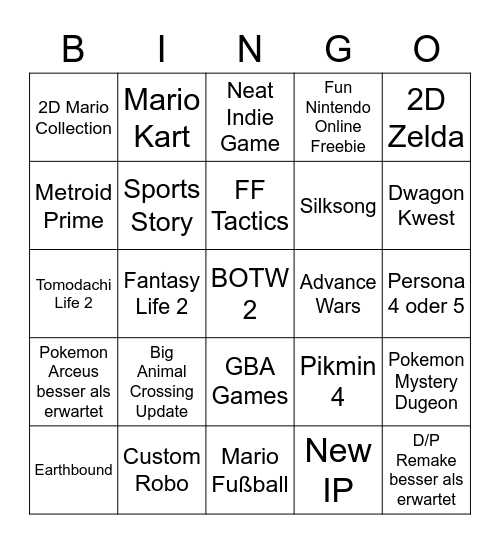 Fan Erwartungen Bingo Card