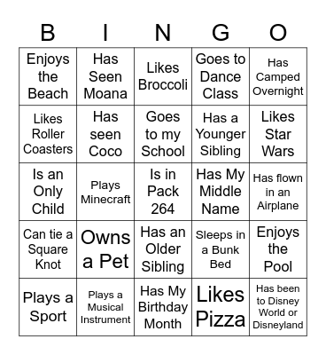 Find someone who... Bingo Card