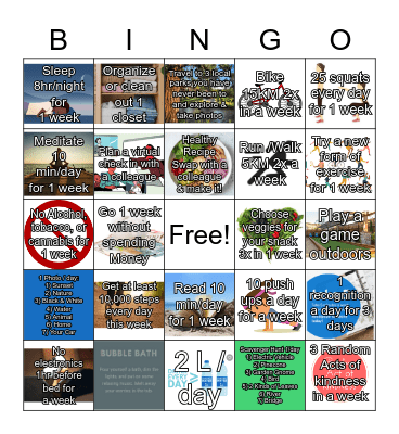 Self Care Bingo Challenge Bingo Card