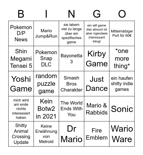 Realistisch Bingo Card