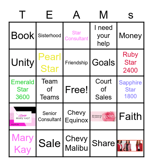 Mary Kay Team Bingo Card