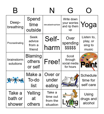 Coping Methods Bingo Card