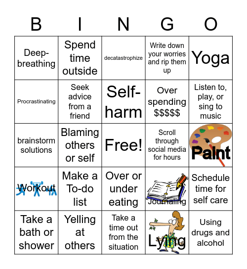 Coping Methods Bingo Card