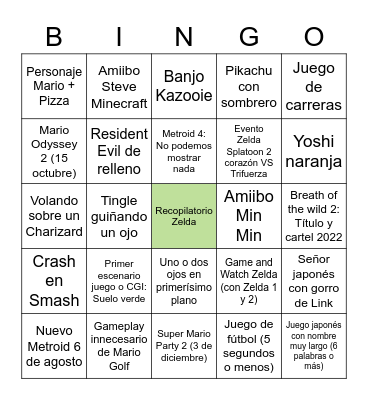Nintendo Direct E32021 (Jesulink) Bingo Card