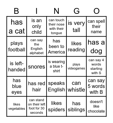 Find someone who.. Bingo Card