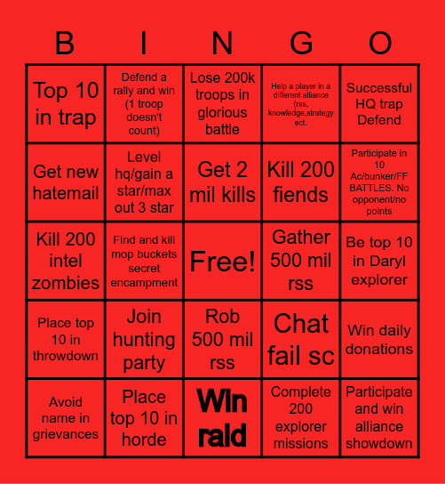 610 Bingo Card