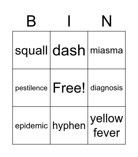 Word Wall BINGO Card
