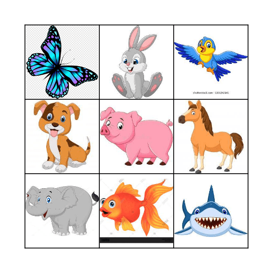 ANIMALS Bingo Card