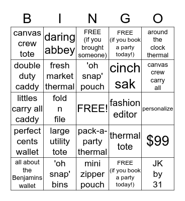Thirty-One Bingo! Bingo Card