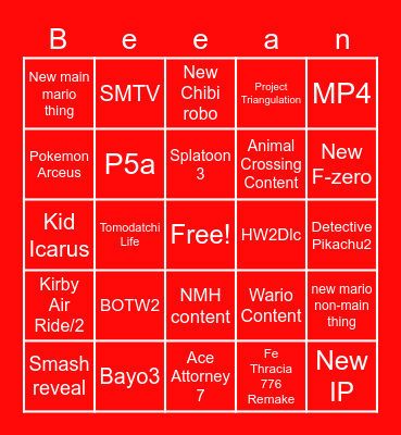Nintenbro haha get it Bingo Card