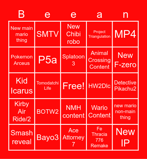 Nintenbro haha get it Bingo Card