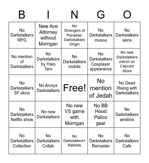 Capcom E3 2021 Bingo Card