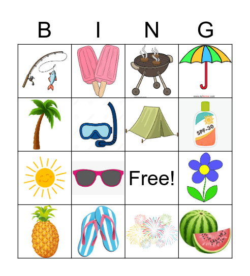 Summer Binf Bingo Card