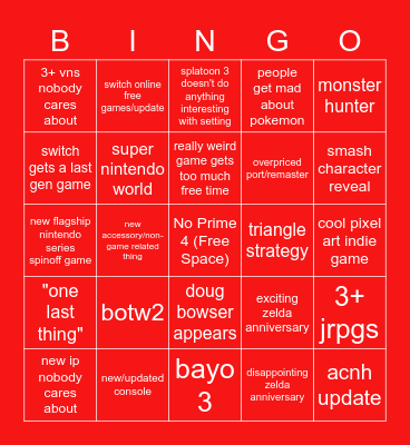 nintendo e3 2021 bingo Card