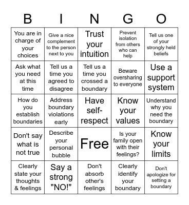 Boundary Bingo Card