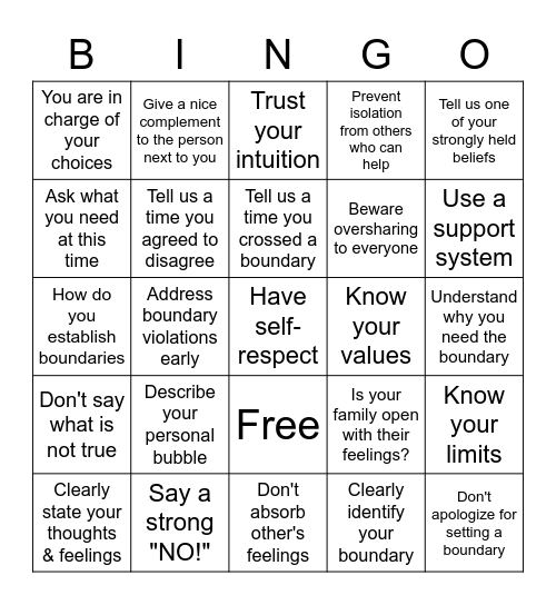 Boundary Bingo Card