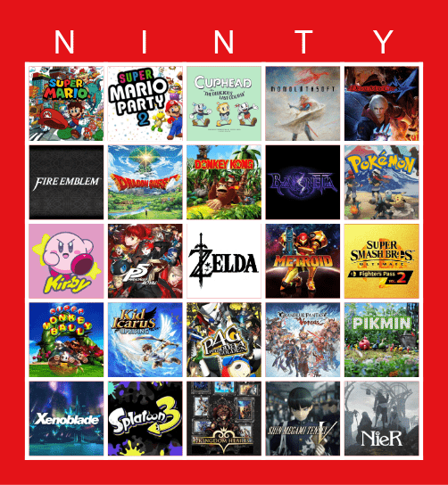 E3 Nintendo Direct Bingo Card