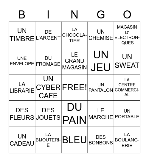 ON FAIT DES COURSES! Bingo Card