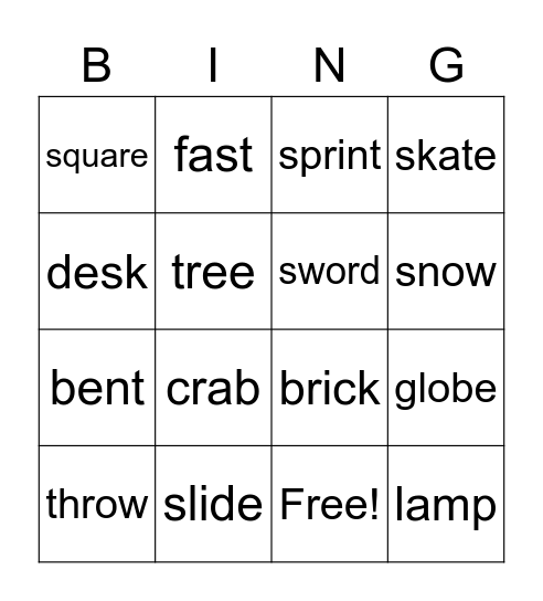 blend words Bingo Card
