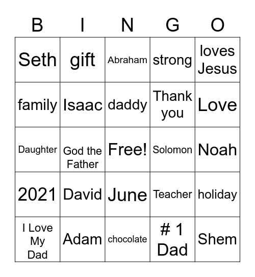 Father's Day   Bingo Card