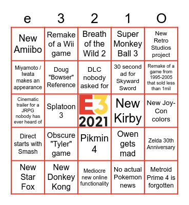 e3 wooo Bingo Card