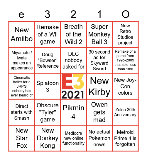 e3 wooo Bingo Card