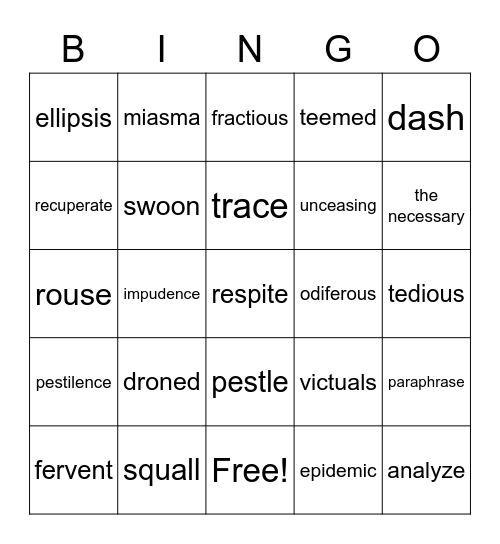 Word Wall BINGO Card