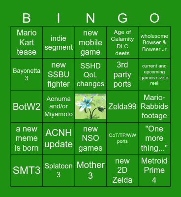 Nintendo E3 2021 Bingo Card