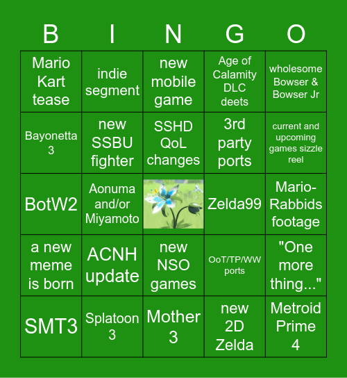 Nintendo E3 2021 Bingo Card