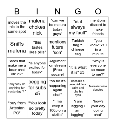 NMPLOL Bingo Card