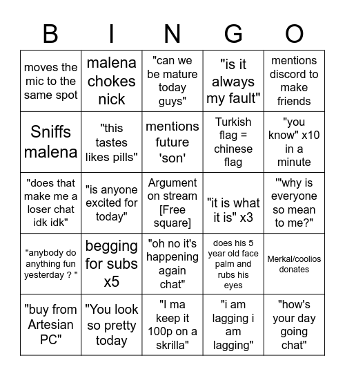 NMPLOL Bingo Card