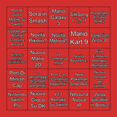 E3 NINTENDO Bingo Card